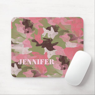 Alfombrilla De Ratón Patrón de camuflaje verde rosa militar personaliza