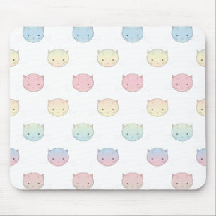 Alfombrilla De Ratón Patrón de caras de gatito pastel adorable
