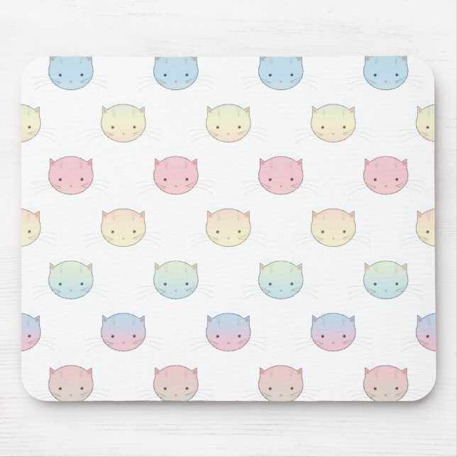 Alfombrilla De Ratón Patrón de caras de gatito pastel adorable (Frente)