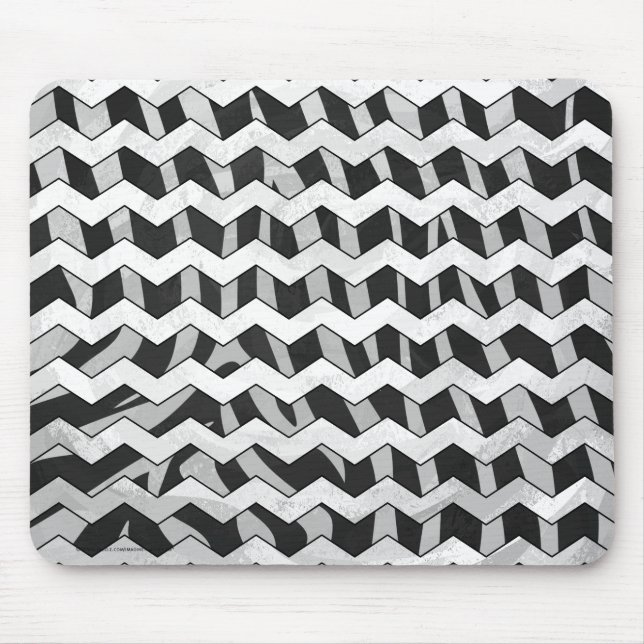 Alfombrilla De Ratón Patrón de cebra de cheurón negro y gris (Frente)