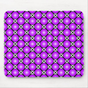 Alfombrilla De Ratón Patrón de celosía blanco negro puntos rosados mage