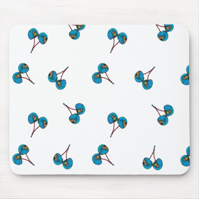 Alfombrilla De Ratón Patrón de cerezas azules (Frente)