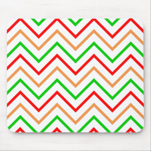 Alfombrilla De Ratón Patrón de Chevron Rojo, Naranja y Verde