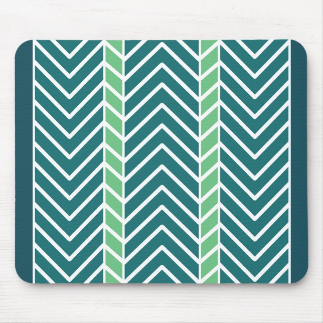 Alfombrilla De Ratón Patrón de Chevron Verde azulado (Frente)