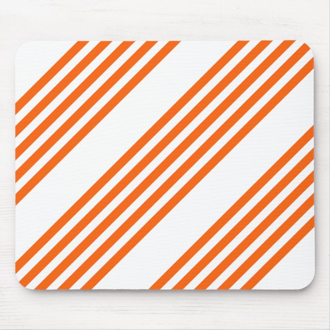Alfombrilla De Ratón patrón de cinco rayas blanco y naranja (Frente)