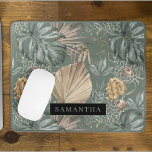 Alfombrilla De Ratón Patrón de color de agua tropical dorado y hojas ve<br><div class="desc">Patrón de color de agua tropical dorado y hojas verdes</div>