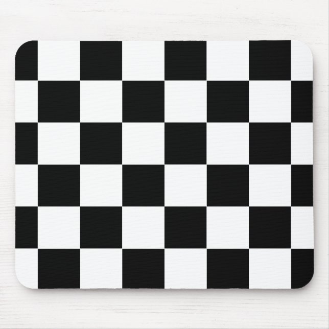 Alfombrilla De Ratón Patrón de comprobación de blanco negro (Frente)