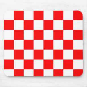 Alfombrilla De Ratón Patrón de comprobación de blanco rojo