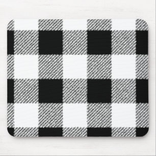 Alfombrilla De Ratón Patrón de comprobación de Gingham blanco y negro