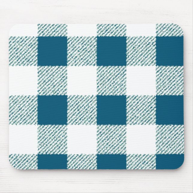 Alfombrilla De Ratón Patrón de comprobación de Gingham verde azul (Frente)