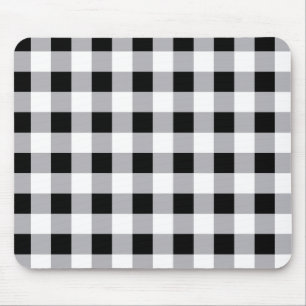 Alfombrilla De Ratón Patrón de comprobación de la placa blanca gris neg
