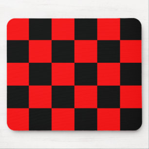 Alfombrilla De Ratón Patrón de comprobación de negro rojo