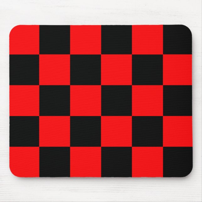 Alfombrilla De Ratón Patrón de comprobación de negro rojo (Frente)