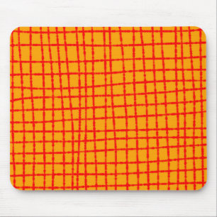 Alfombrilla De Ratón Patrón de comprobación naranja y rojo elegante fun