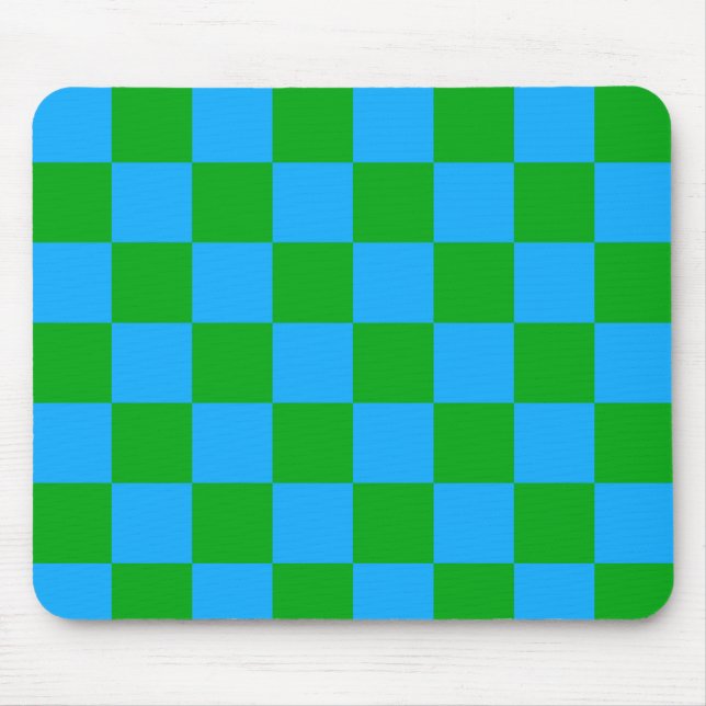 Alfombrilla De Ratón Patrón de comprobación verde azul (Frente)