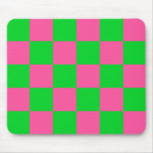 Alfombrilla De Ratón Patrón de comprobación verde rosa
