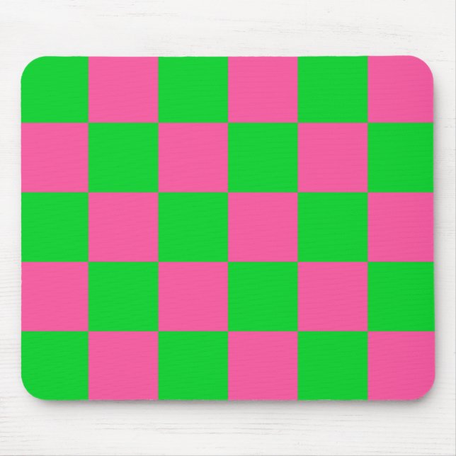 Alfombrilla De Ratón Patrón de comprobación verde rosa (Frente)