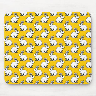 Alfombrilla De Ratón Patrón de conejos - Blanco y negro con ámbar
