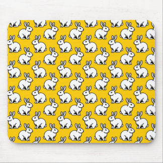 Alfombrilla De Ratón Patrón de conejos - Blanco y negro con ámbar