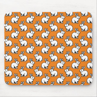 Alfombrilla De Ratón Patrón de conejos - Blanco y negro con Naranja