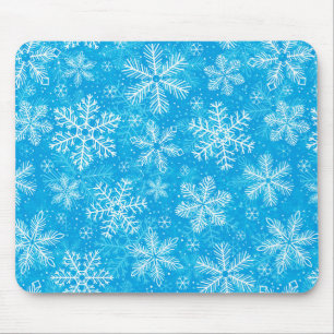 Alfombrilla De Ratón Patrón de copos de nieve blancos