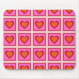 Alfombrilla De Ratón Patrón de corazón a cuadros vintage retro rosa Y2K
