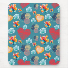 Alfombrilla De Ratón Patrón de corazón azul