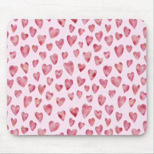 Alfombrilla De Ratón Patrón de corazón de acuarela rosa lindo
