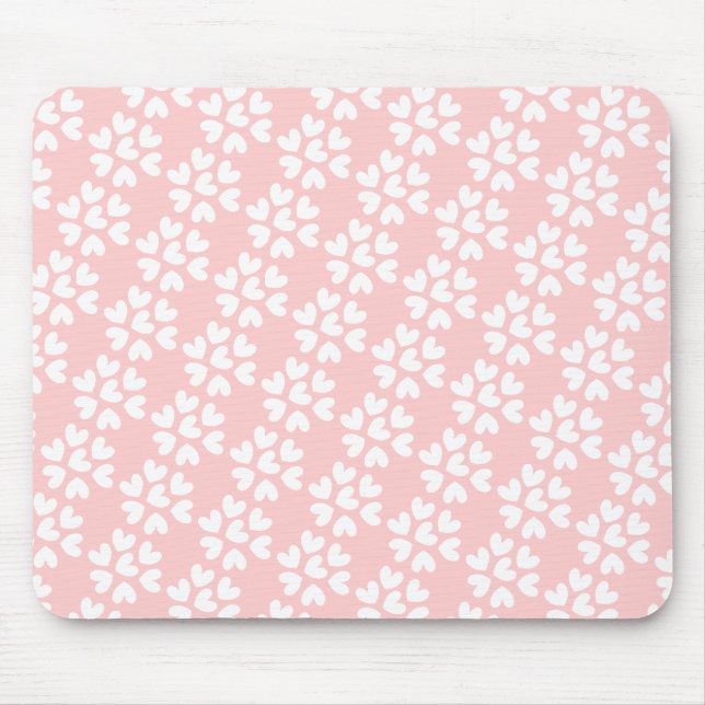 Alfombrilla De Ratón Patrón de corazón dulce blanco rosado para bebé (Frente)