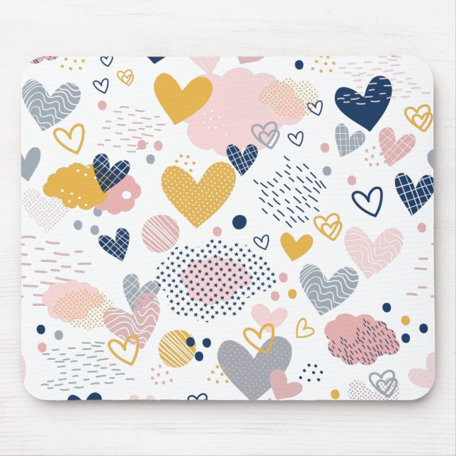 Alfombrilla De Ratón Patrón de corazones abstractos (Frente)