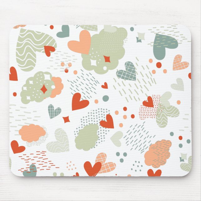 Alfombrilla De Ratón Patrón de corazones abstractos (Frente)
