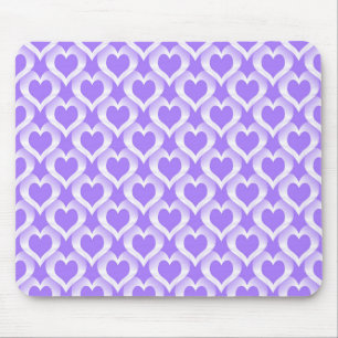Alfombrilla De Ratón Patrón de Corazones Blancos Morados