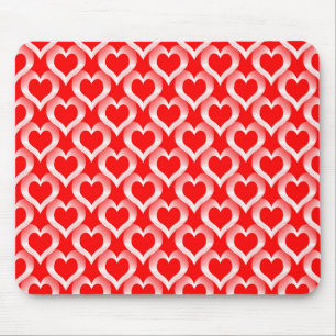Alfombrilla De Ratón Patrón de Corazones Rojos Blancos