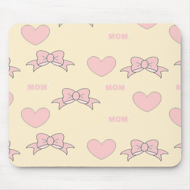 Alfombrilla De Ratón Patrón de crema de mamá rosa (Frente)