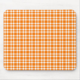 Alfombrilla De Ratón Patrón de Cuadro Escocés Naranja Blanco
