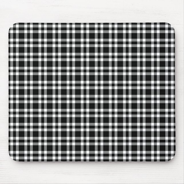 Alfombrilla De Ratón Patrón de Cuadro Negro Blanco (Frente)