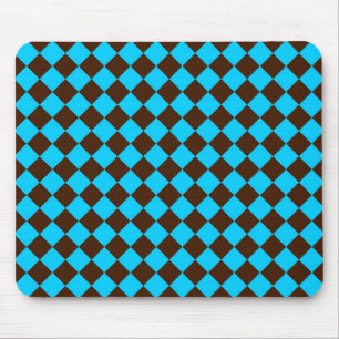 Alfombrilla De Ratón Patrón de cuadros de diamante azul marrón