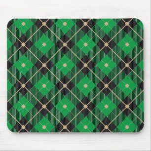 Alfombrilla De Ratón Patrón de Cuadros Escoceses Verde Negro