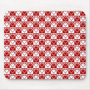 Alfombrilla De Ratón Patrón de cuadros rojos con Corazones