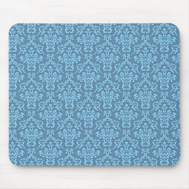 Alfombrilla De Ratón Patrón de Damasco Azul (Frente)