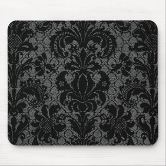 Alfombrilla De Ratón patrón de damasco gris negro de encaje falso