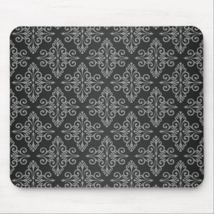 Alfombrilla De Ratón Patrón de damasco negro y blanco