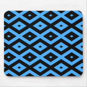 Alfombrilla De Ratón Patrón de diamante azul cielo y negro