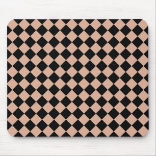 Alfombrilla De Ratón Patrón de diamante de cheques negros rosados