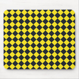 Alfombrilla De Ratón Patrón de diamante de cuadros amarillo negro