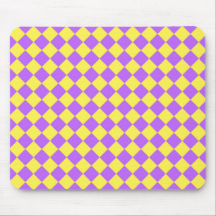 Alfombrilla De Ratón Patrón de diamante de cuadros amarillo púrpura