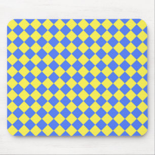 Alfombrilla De Ratón Patrón de diamante de cuadros azul amarillo