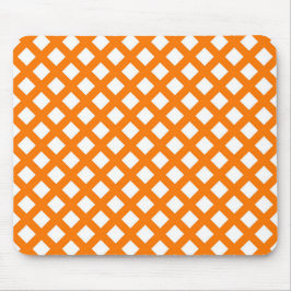 Alfombrilla De Ratón Patrón de diamante de cuadros naranja blanco