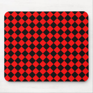 Alfombrilla De Ratón Patrón de diamante de cuadros rojos y negros