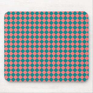 Alfombrilla De Ratón Patrón de diamante de cuadros rosa cyan